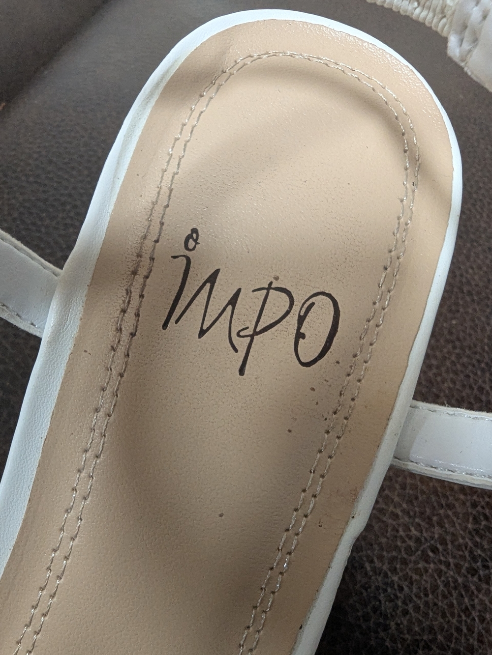 Impo White Wedge Sandals with Gold Accent - Picture 2 of 4